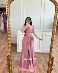 Customized Jersey Sequined Flower Beading Ruched Cocktail Party A-line V-neck Bespoke Occasion Gown Long Dresses SHOWLU FASHION STORE