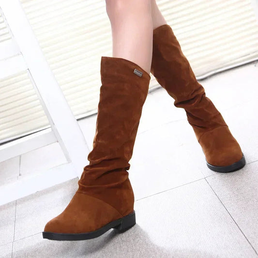 Snow Boots Women Winter Shoes Casual Woman High Boots Black Red Soft Comfortable Female Footwear Solid Suede Women Long SHOWLU FASHION STORE