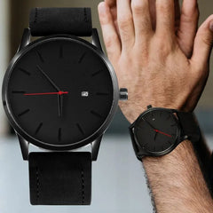 Showlu Fashion Store 0 Simple Men Quartz Watch Relogio Masculino Military Sport Wristwatch Leather Strap Mens Reloj Complete Calendar Watches Hom Saati