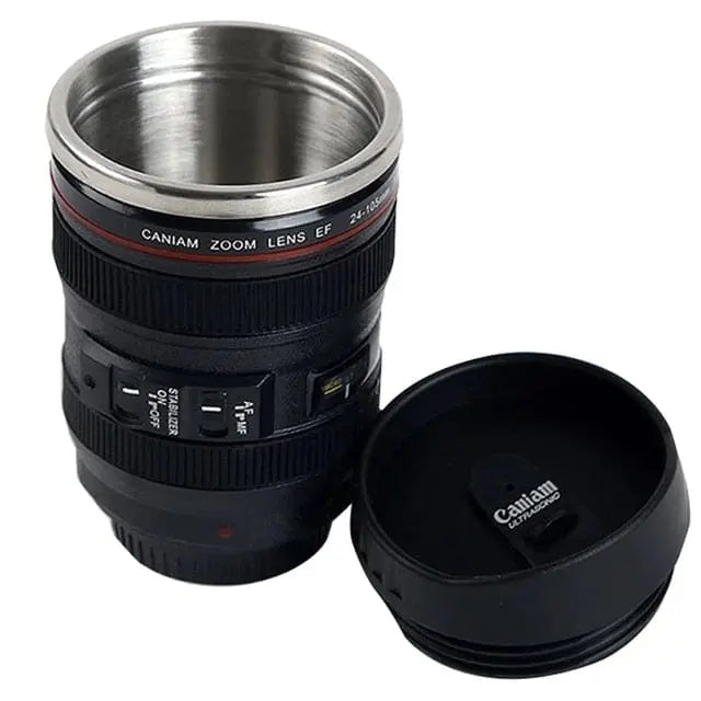 Showlu Fashion Store 0 Black 01 no box / 301-400ml Stainless Steel Camera EF24-105mm Coffee Lens Mug White Black Coffee Mugs Creative Gift Coffee Cups canecas tazas vaso caf