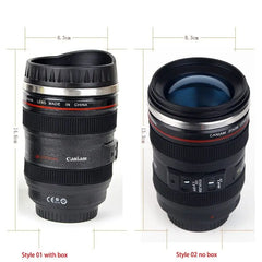 Showlu Fashion Store 0 Stainless Steel Camera EF24-105mm Coffee Lens Mug White Black Coffee Mugs Creative Gift Coffee Cups canecas tazas vaso caf