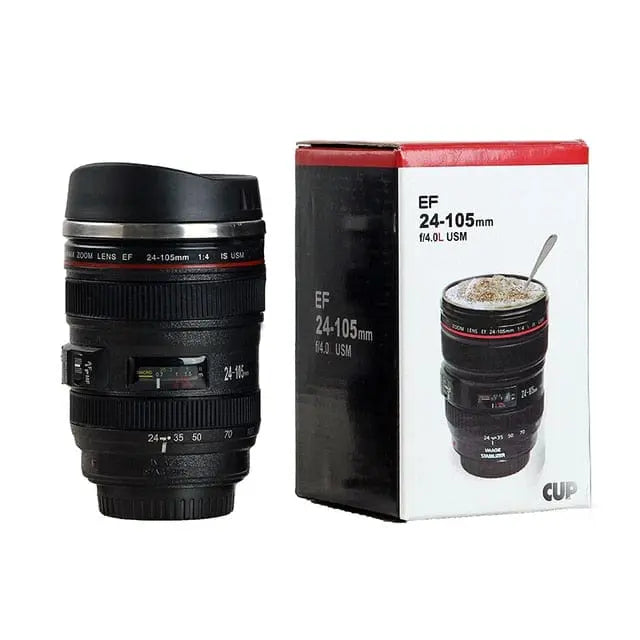 Showlu Fashion Store 0 Black 01 with box / 301-400ml Stainless Steel Camera EF24-105mm Coffee Lens Mug White Black Coffee Mugs Creative Gift Coffee Cups canecas tazas vaso caf