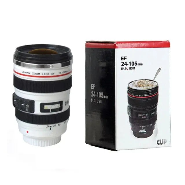 Showlu Fashion Store 0 White 02 with box / 301-400ml Stainless Steel Camera EF24-105mm Coffee Lens Mug White Black Coffee Mugs Creative Gift Coffee Cups canecas tazas vaso caf