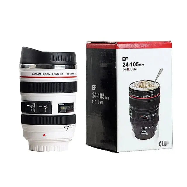 Showlu Fashion Store 0 White 01 with box / 301-400ml Stainless Steel Camera EF24-105mm Coffee Lens Mug White Black Coffee Mugs Creative Gift Coffee Cups canecas tazas vaso caf