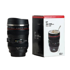 Showlu Fashion Store 0 Stainless Steel Camera EF24-105mm Coffee Lens Mug White Black Coffee Mugs Creative Gift Coffee Cups canecas tazas vaso caf