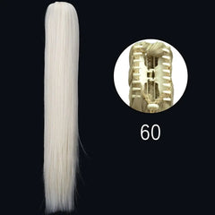 Showlu Fashion Store 0 60 / 24inches-60cm / China Synthetic Long Straight Claw Clip On Ponytail Hair Extensions 24Inch Heat Resistant Pony Tail Hair piece For Women Daily Party