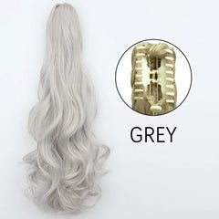 Showlu Fashion Store 0 GREY 1 / 24inches-60cm / China Synthetic Long Straight Claw Clip On Ponytail Hair Extensions 24Inch Heat Resistant Pony Tail Hair piece For Women Daily Party