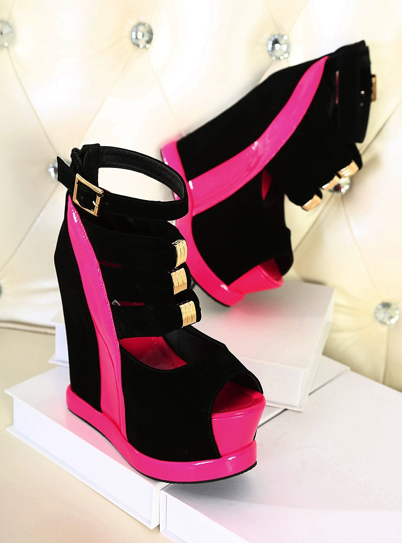 Platform Shoes Women's New Hidden Heel Peep Toe Cut Out Sandals SHOWLU FASHION STORE