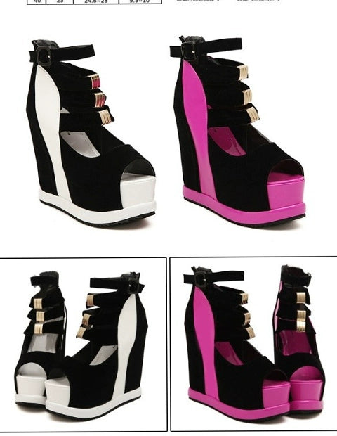 Platform Shoes Women's New Hidden Heel Peep Toe Cut Out Sandals SHOWLU FASHION STORE