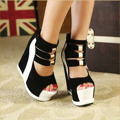 Platform Shoes Women's New Hidden Heel Peep Toe Cut Out Sandals SHOWLU FASHION STORE
