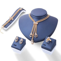 Showlu Fashion Store 0 Vintage Metal Zircon Jewelry Sets for Women Luxury Aesthetic Earrings for Women Wedding Party Bride Necklace 2023 New