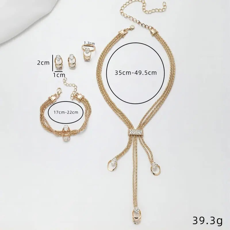 Showlu Fashion Store 0 Vintage Metal Zircon Jewelry Sets for Women Luxury Aesthetic Earrings for Women Wedding Party Bride Necklace 2023 New