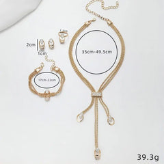 Showlu Fashion Store 0 Vintage Metal Zircon Jewelry Sets for Women Luxury Aesthetic Earrings for Women Wedding Party Bride Necklace 2023 New