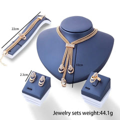 Showlu Fashion Store 0 Vintage Metal Zircon Jewelry Sets for Women Luxury Aesthetic Earrings for Women Wedding Party Bride Necklace 2023 New