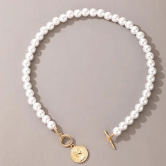 Showlu Fashion Store 0 Round Vintage Style Simple 6MM Pearl Chain Choker Necklace For Women Wedding Love Shell Pendant Necklace Fashion Jewelry Wholesale