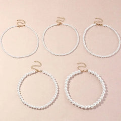 Showlu Fashion Store 0 Vintage Style Simple 6MM Pearl Chain Choker Necklace For Women Wedding Love Shell Pendant Necklace Fashion Jewelry Wholesale