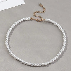 Showlu Fashion Store 0 Vintage Style Simple 6MM Pearl Chain Choker Necklace For Women Wedding Love Shell Pendant Necklace Fashion Jewelry Wholesale