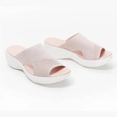  Showlu Fashion Store 0 Pink / 35 Women Open Toe Casual Slippers  Breathable Outdoor Beach Platform Sandals Plus Size Solid Color Wedges Shoes Sandalias