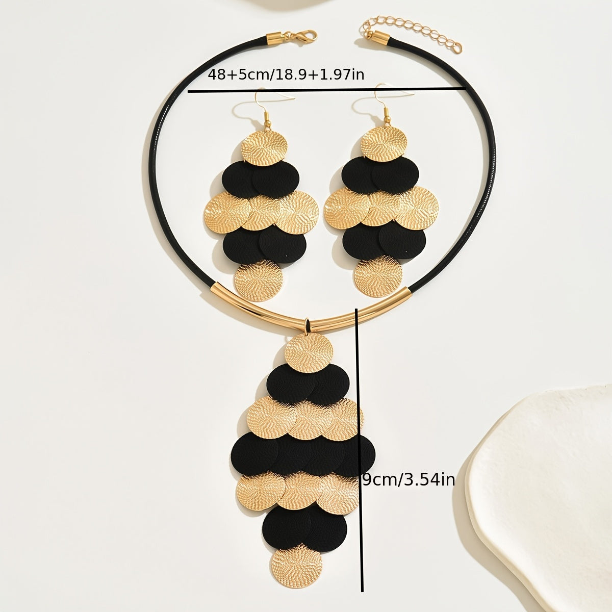 3pcs Vintage Hip Hop Jewelry Set, Iron Fingerprint Piece Link Necklace and Tassel Earrings, Creative Long Tassel Drop Earrings and Necklace Set, for Daily and Party Occasions SHOWLU FASHION STORE