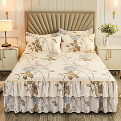 2/3pcs (Two/Three Piece Set) New Style Printed Ruffled Soft And Comfortable Breathable Bed Skirt (Includes One Bed Skirt And One/Two Pillowcases, Pillow Core Not Included) Bed Skirt, Bed Cover, Bed Set, Mattress Protector, Ma SHOWLU FASHION STORE