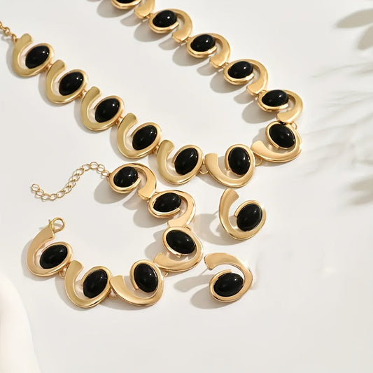 4pcs Women's Fashion Jewelry Set with Punctuation Comma Animal Snail Group Pendant Earrings Necklace Bracelet Set Suitable for Versatile Travel, Party, and Gift Set SHOWLU FASHION STORE