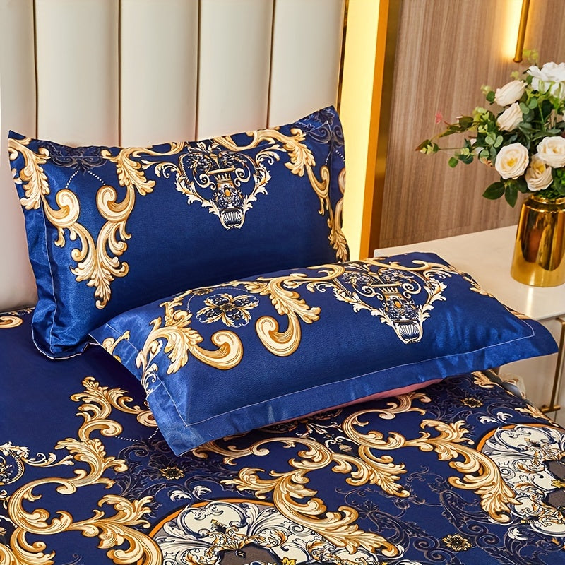 2pcs/3pcs Jacquard Bed Skirt Set with Pillowcases, Lace Hem, Floral Pattern, Soft & Comfortable, Machine Washable, Polyester 100%, Contemporary Style, Woven Fabric, 120g - Single/Double Size Options SHOWLU FASHION STORE