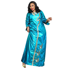African Attire For Women Bazin Riche Embroidery Plus Size Elegant Party Church Dress - SHOWLU FASHION STORE