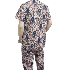 African clothing men's print short sleeve shirt with trouser Ankara fashion pant sets customize wedding male formal outfits - SHOWLU FASHION STORE