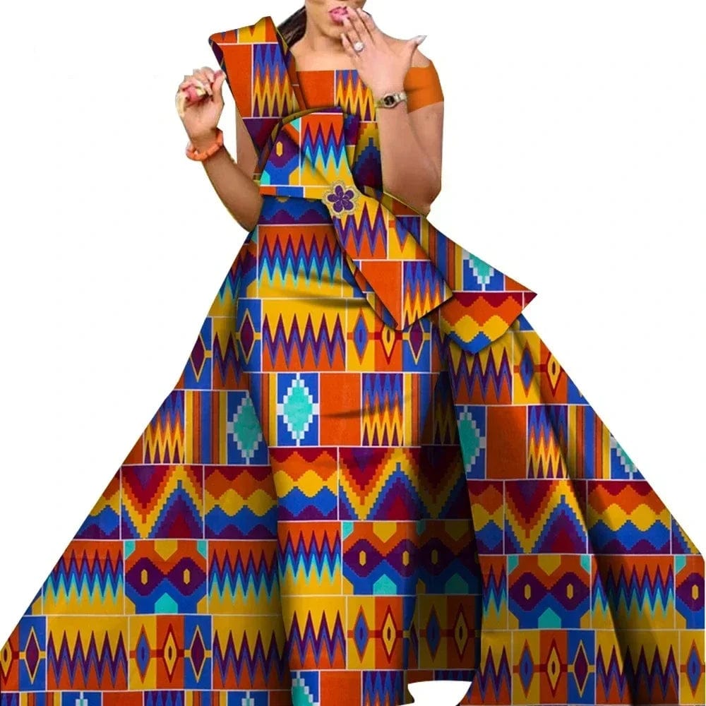African Dresses for Women Danshiki Traditional Skirt Fashion 100% Cotton Newest Design Dresses for Wedding WY4630 - SHOWLU FASHION STORE