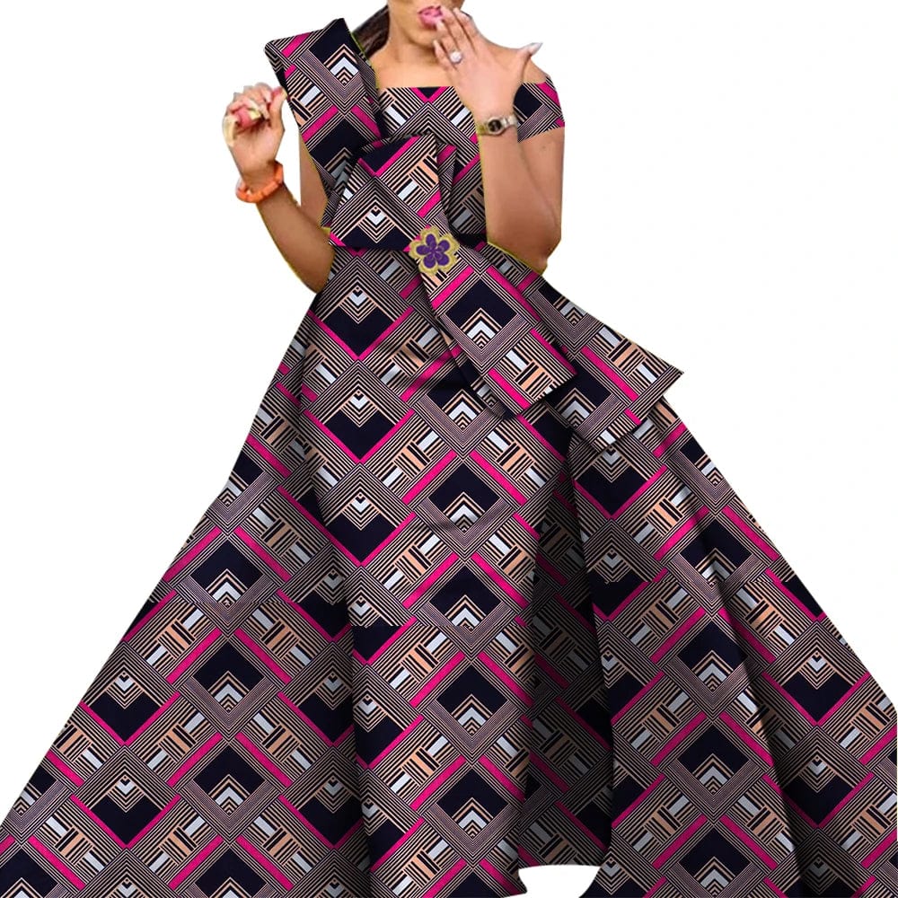 African Dresses for Women Danshiki Traditional Skirt Fashion 100% Cotton Newest Design Dresses for Wedding WY4630 - SHOWLU FASHION STORE