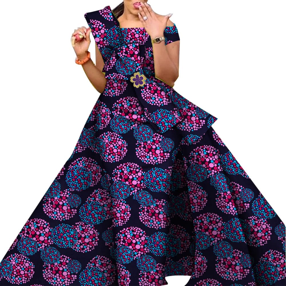 African Dresses for Women Danshiki Traditional Skirt Fashion 100% Cotton Newest Design Dresses for Wedding WY4630 - SHOWLU FASHION STORE