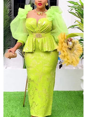 African Dresses for Women New Fashion Plus Size Sequin Evening Party Long Dress Dashiki Ankara Outfits Robe African Clothes - SHOWLU FASHION STORE