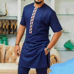 African Men Traditional Costume Dashiki Formal Outfit Elegant Wedding Suit For Male 2Pc Luxury Brand Clothing Men Abaya Pant Set - SHOWLU FASHION STORE