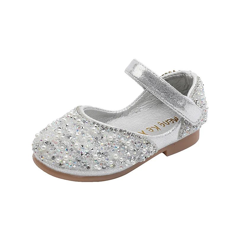 Autumn Girls Rhinestone Leather Shoes 2022 Spring Pearl Bow Princess Shoes Soft Children Baby Toddler Single Shoes G06 - SHOWLU FASHION STORE