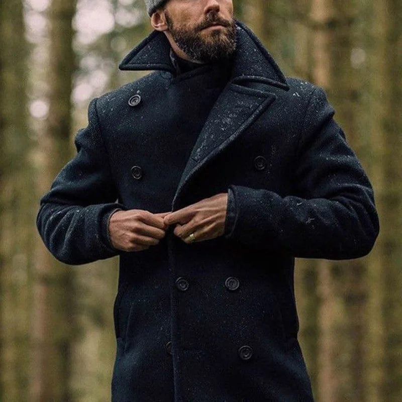 Autumn Long - Sleeved Pocket Outwear 2024 Mens Lapel Button Office Coat Jackets New Men Winter British Mid - Length Woolen Overcoats - SHOWLU FASHION STORE