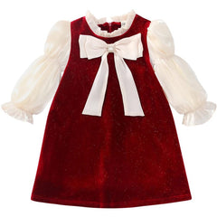 Autumn Spring Kids Velet Dresses for Girls Clothes Teenagers Children School Preppy Costumes Baby Cotton Vestidos 8 10 12 Years - SHOWLU FASHION STORE