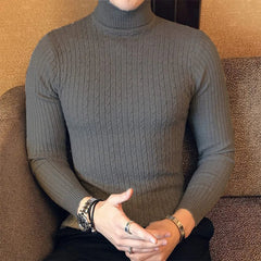 Autumn Winter Turtleneck Pullovers Warm Solid Color Men's Sweater Slim Pullover men Knitted sweater Bottoming Shirt - SHOWLU FASHION STORE