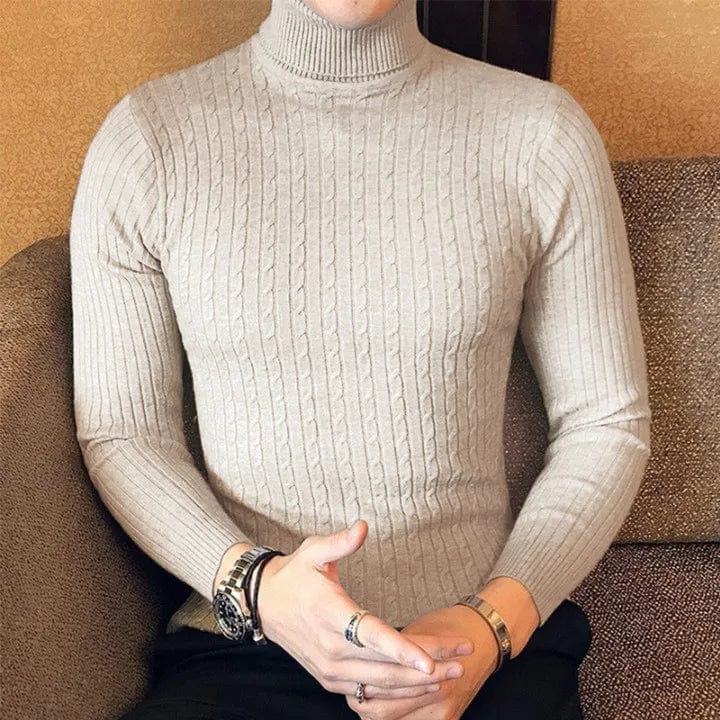 Autumn Winter Turtleneck Pullovers Warm Solid Color Men's Sweater Slim Pullover men Knitted sweater Bottoming Shirt - SHOWLU FASHION STORE