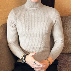 Autumn Winter Turtleneck Pullovers Warm Solid Color Men's Sweater Slim Pullover men Knitted sweater Bottoming Shirt - SHOWLU FASHION STORE