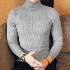 Autumn Winter Turtleneck Pullovers Warm Solid Color Men's Sweater Slim Pullover men Knitted sweater Bottoming Shirt - SHOWLU FASHION STORE