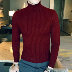 Autumn Winter Turtleneck Pullovers Warm Solid Color Men's Sweater Slim Pullover men Knitted sweater Bottoming Shirt - SHOWLU FASHION STORE