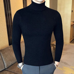 Autumn Winter Turtleneck Pullovers Warm Solid Color Men's Sweater Slim Pullover men Knitted sweater Bottoming Shirt - SHOWLU FASHION STORE