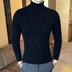 Autumn Winter Turtleneck Pullovers Warm Solid Color Men's Sweater Slim Pullover men Knitted sweater Bottoming Shirt - SHOWLU FASHION STORE
