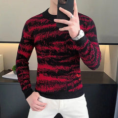 Autumn Winter Velvet Knitted Sweater Men Long Sleeve Casual Business Sweaters Comfortable Warm Versatile Social Pullover Tops - SHOWLU FASHION STORE