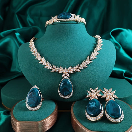 A Set of 4 Vibrant And Trendy Beaded Jewelry Pieces with Unique Designs, Featuring Golden Plating, Perfect for Bridal Parties And Women'S Accessories. SHOWLU FASHION STORE