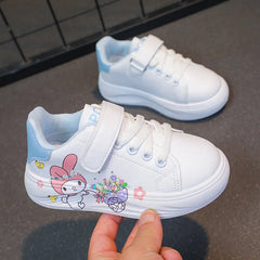 Baby Girls White Shoes Kids Casual Sneakers Cartoon Soft Breathable Fashion Children White PU Leather Shoes Size 26 - 37 - SHOWLU FASHION STORE