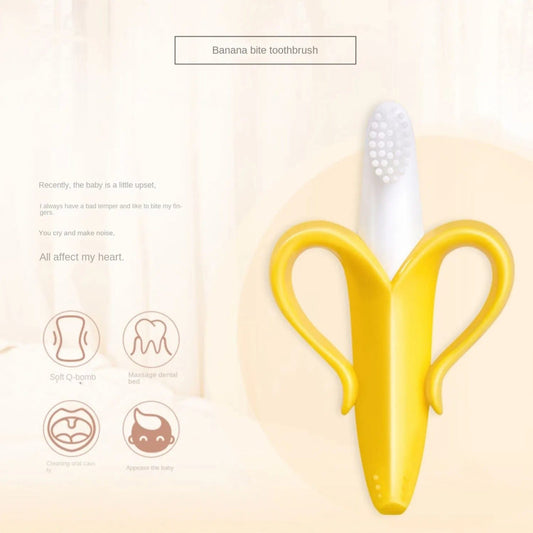 Banana Shape Safe Toddle Teether Baby Silicone Training Toothbrush BPA Free Banana Teething Ring Silicone Chew Dental Care Toot - SHOWLU FASHION STORE