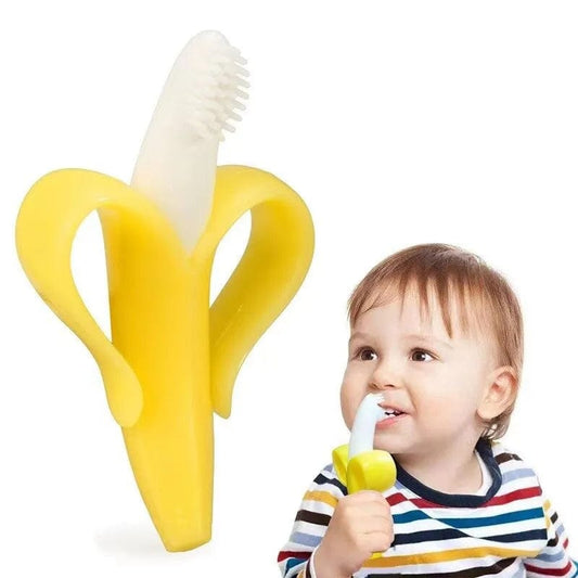 Banana Shape Safe Toddle Teether Baby Silicone Training Toothbrush BPA Free Banana Teething Ring Silicone Chew Dental Care Toot - SHOWLU FASHION STORE