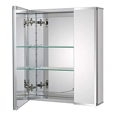 Bathroom Wall Mount Cabinet 20x24 Inch with Glass Shelves Frameless Mirror Door Rust - Resistant Adjustable Modern Design Ideal - SHOWLU FASHION STORE