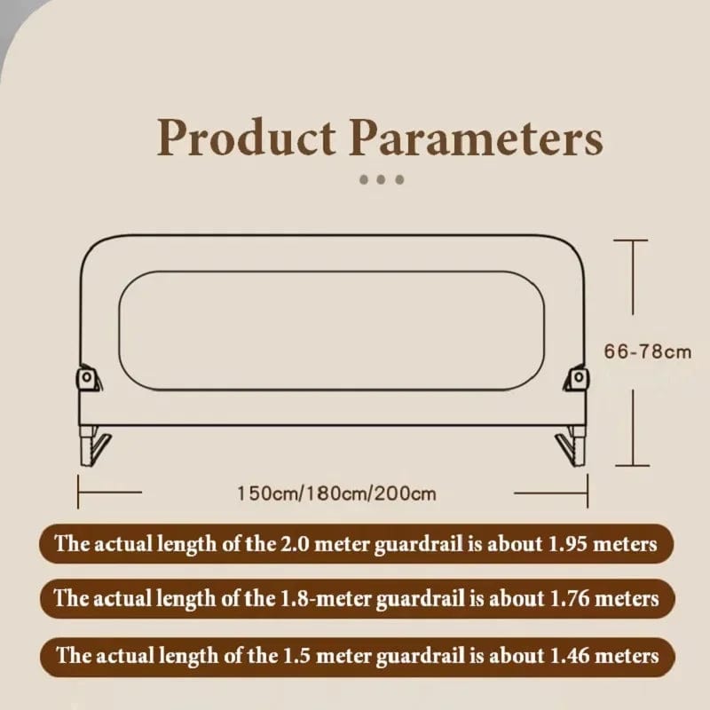 Bed Guardrail Adjustable Baby Safety Bed Barrier Anti - Fall Baby Crib Bumper Fully Folded Bed Safety Rails Bedroom Baby Fence - SHOWLU FASHION STORE